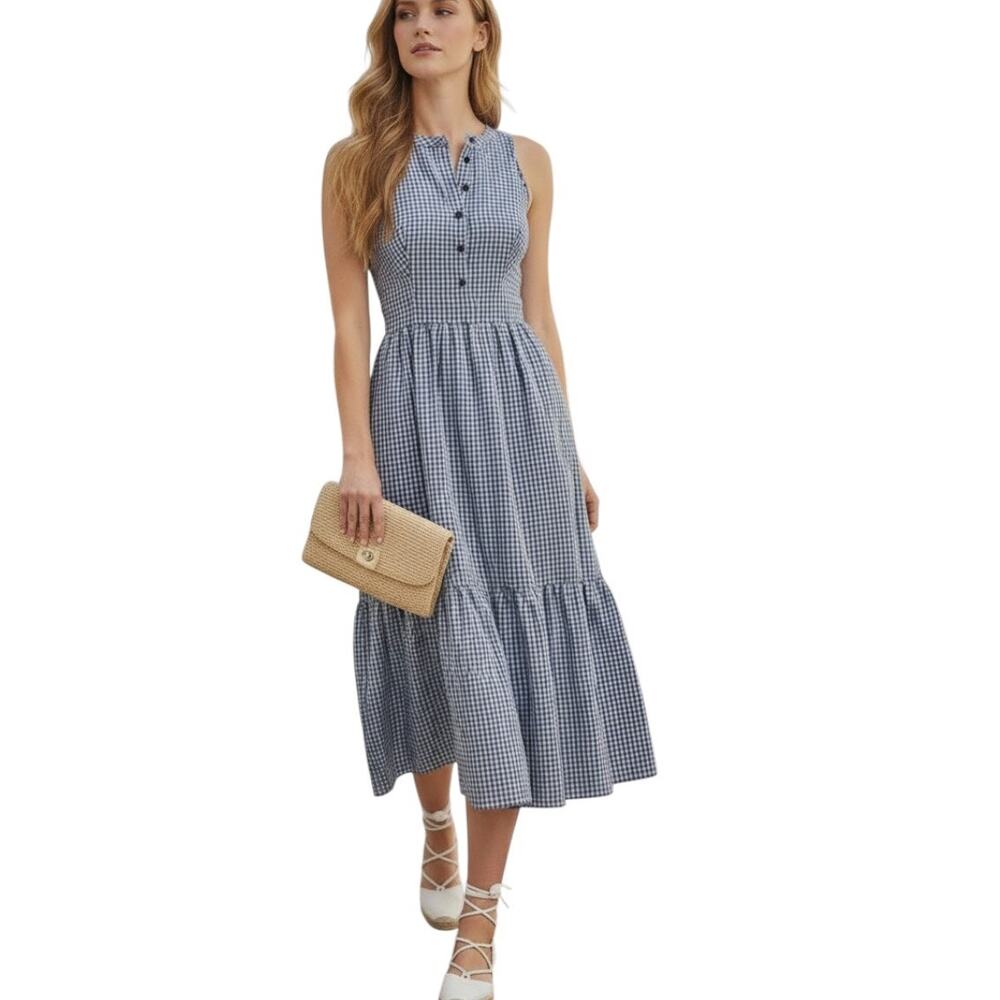 Gal Meets Glam Ardith Gingham Dress Sleeveless Madi Length, Size 16